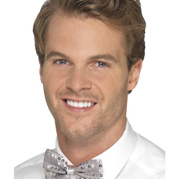 Sequin Bow Tie, Silver - Adult Weekender