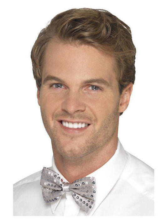 Sequin Bow Tie, Silver - Adult Weekender