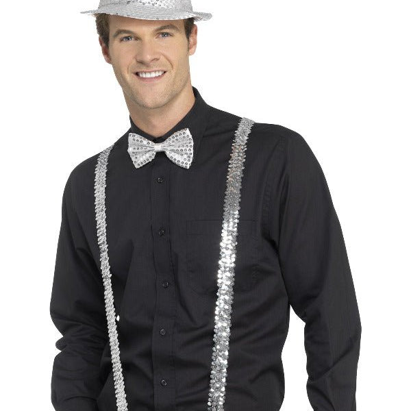 Sequin Braces, Silver - Adult Weekender