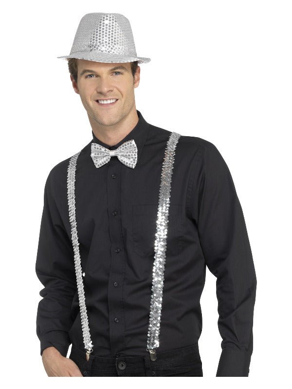 Sequin Braces, Silver - Adult Weekender