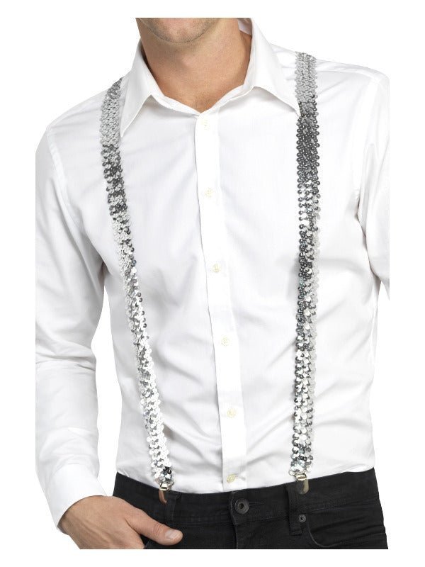 Sequin Braces, Silver - Adult Weekender