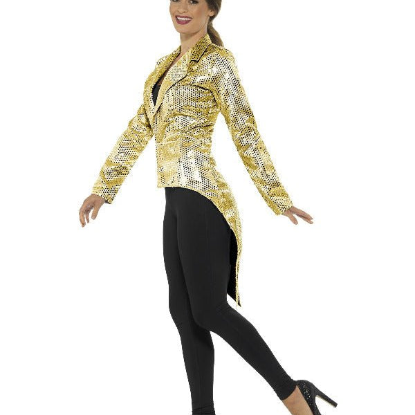 Sequin Tailcoat Jacket, Ladies, Gold - Adult Weekender