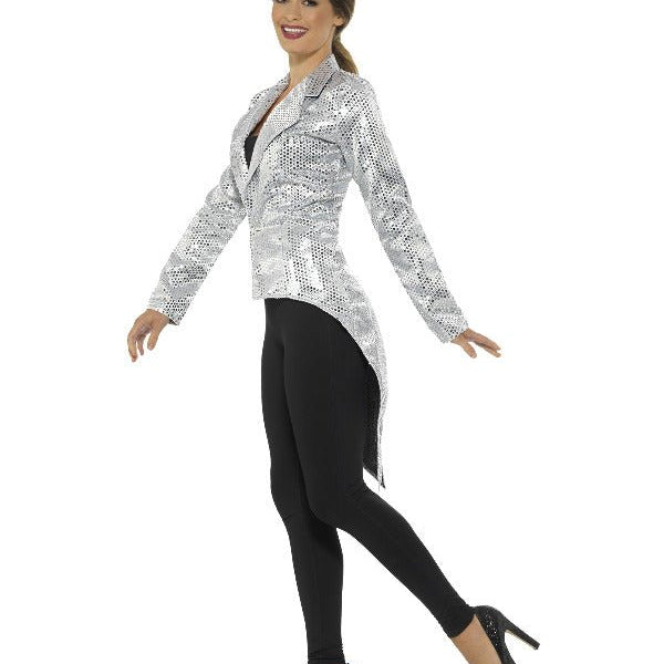 Sequin Tailcoat Jacket, Ladies, Silver - Adult Weekender