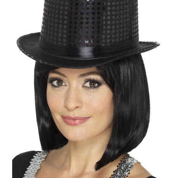 Sequin Top Hat, Black - Adult Weekender