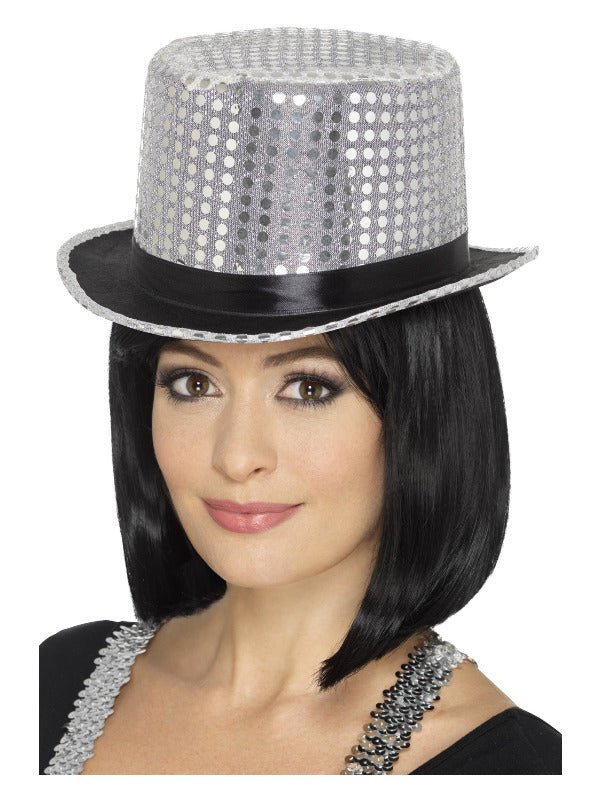 Sequin Top Hat, Silver - Adult Weekender