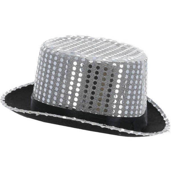 Sequin Top Hat, Silver - Adult Weekender