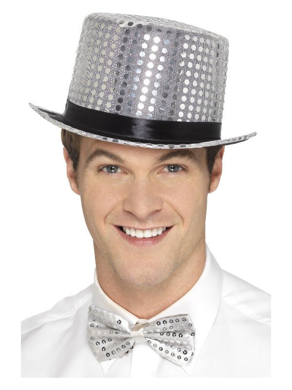 Sequin Top Hat, Silver - Adult Weekender