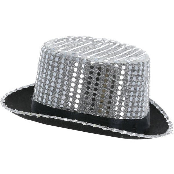 Sequin Top Hat, Silver - Adult Weekender
