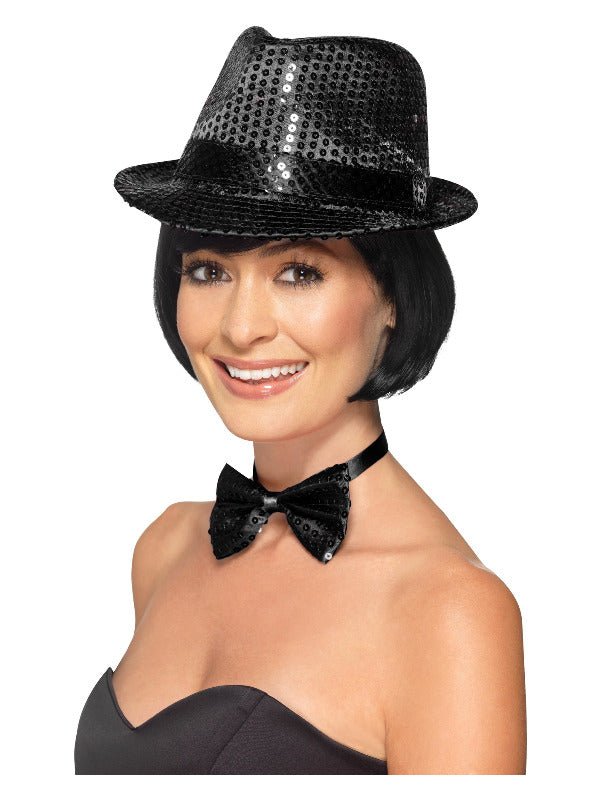 Sequin Trilby Hat, Black - Adult Weekender