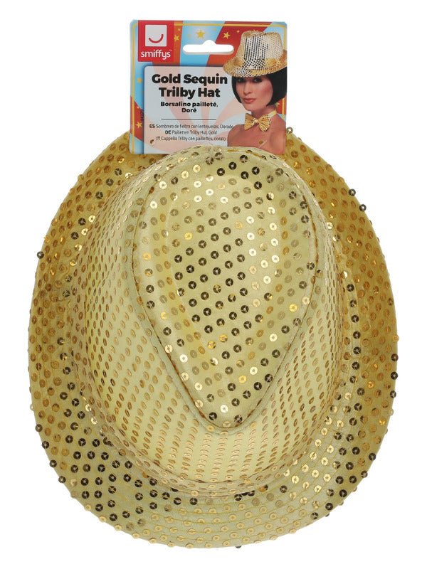 Sequin Trilby Hat, Gold - Adult Weekender