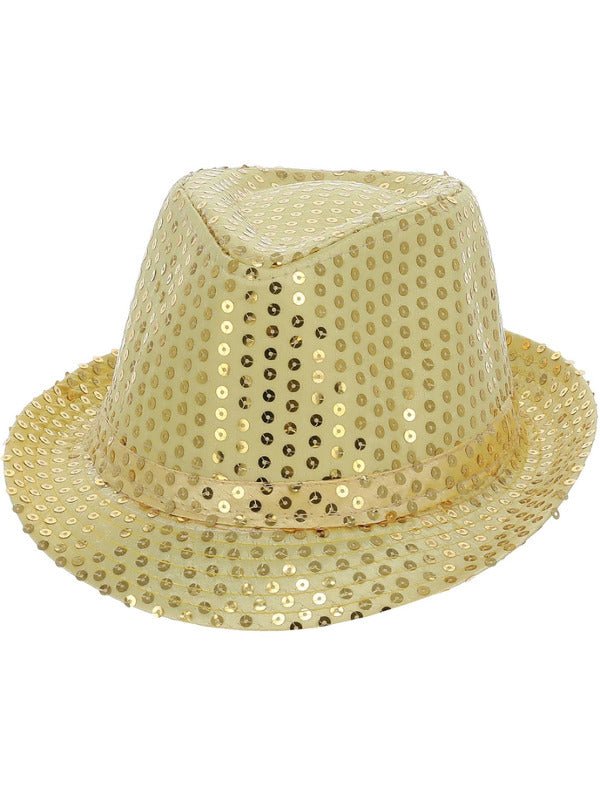 Sequin Trilby Hat, Gold - Adult Weekender