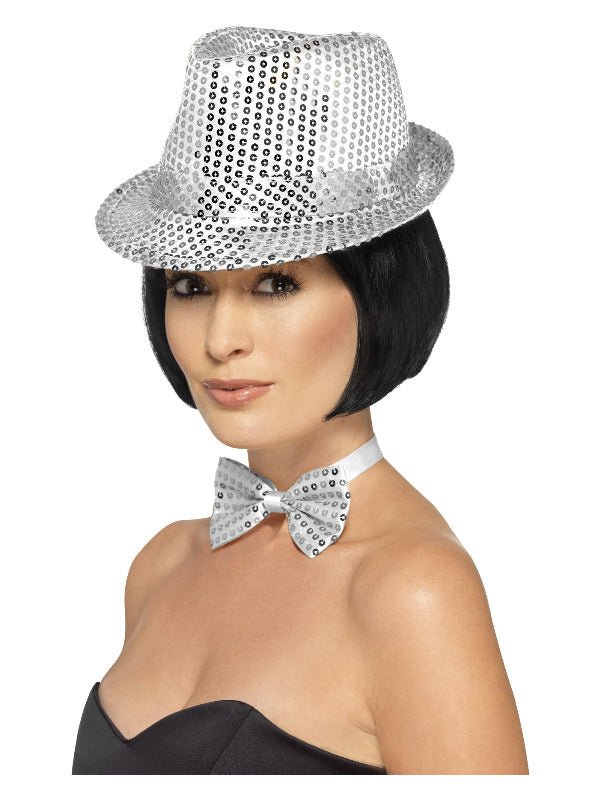 Sequin Trilby Hat, Silver - Adult Weekender