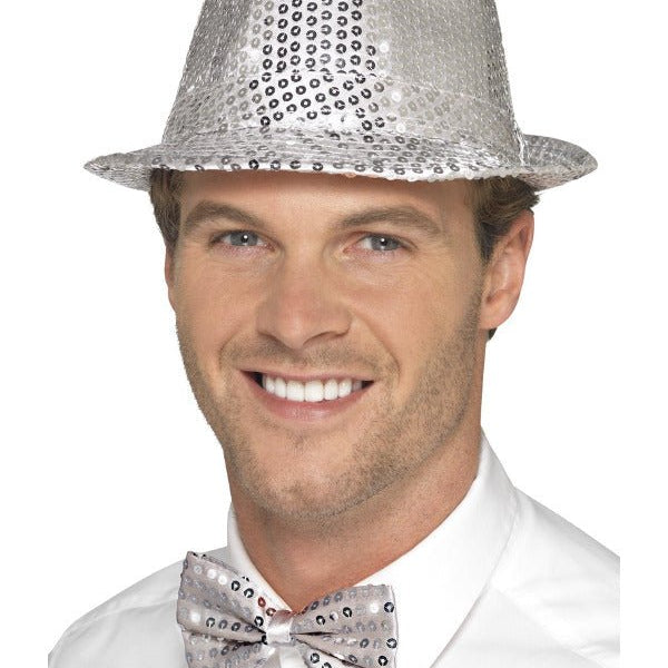 Sequin Trilby Hat, Silver - Adult Weekender