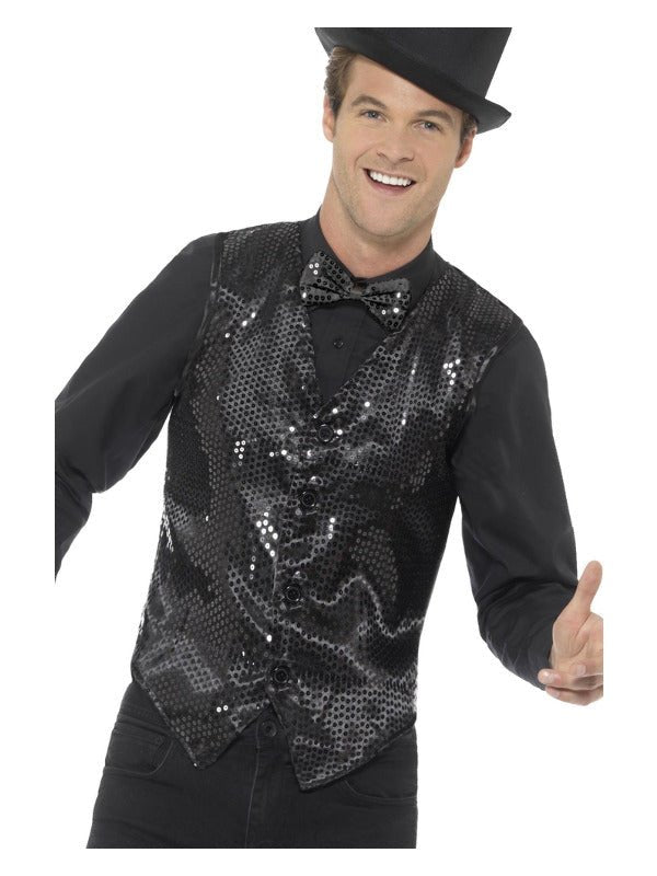 Sequin Waistcoat, Black - Adult Weekender