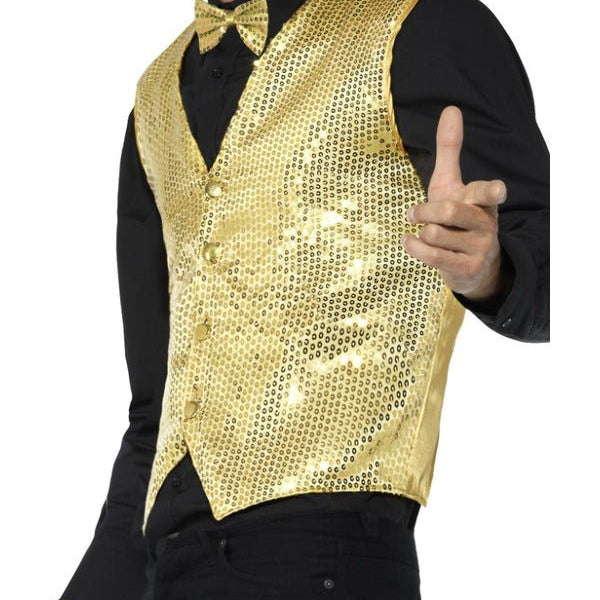 Sequin Waistcoat, Gold - Adult Weekender