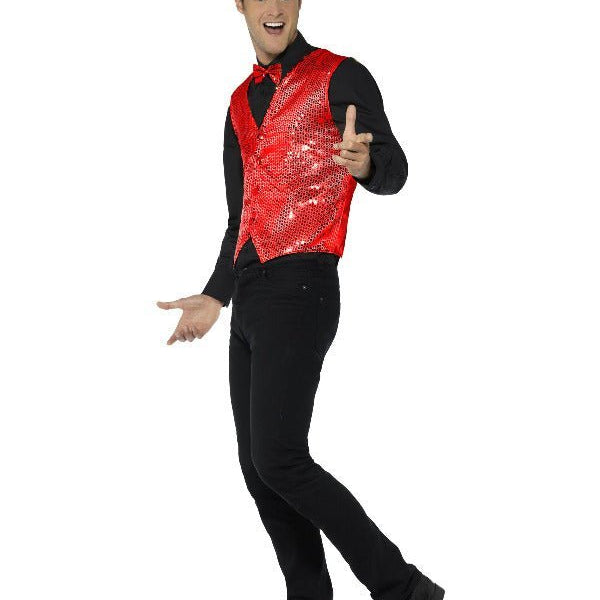 Sequin Waistcoat, Red - Adult Weekender