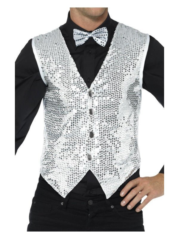 Sequin Waistcoat, Silver - Adult Weekender