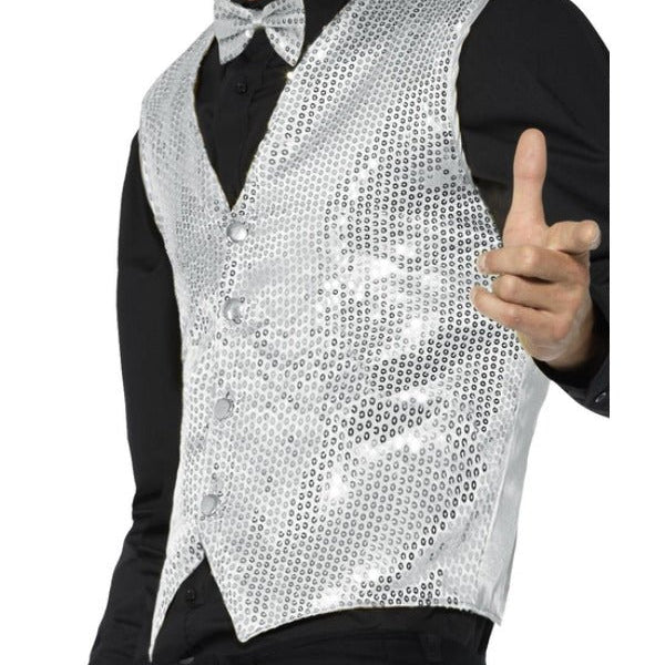 Sequin Waistcoat, Silver - Adult Weekender