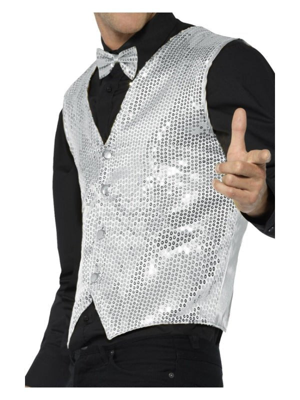 Sequin Waistcoat, Silver - Adult Weekender