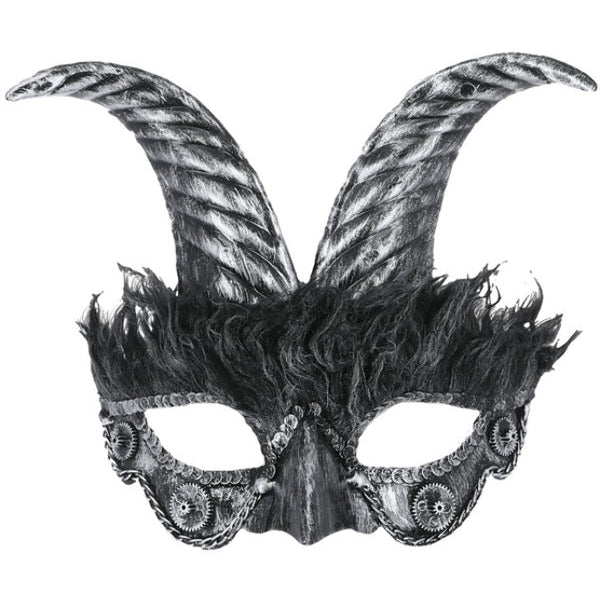 Silver Masquerade Horned Mask - Adult Weekender