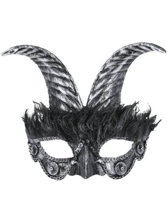 Silver Masquerade Horned Mask - Adult Weekender