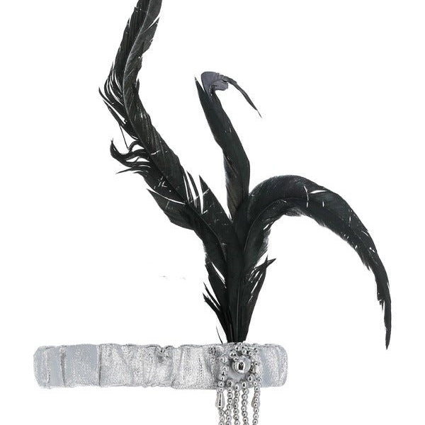 Silver Satin Charleston Headband, Silver - Adult Weekender