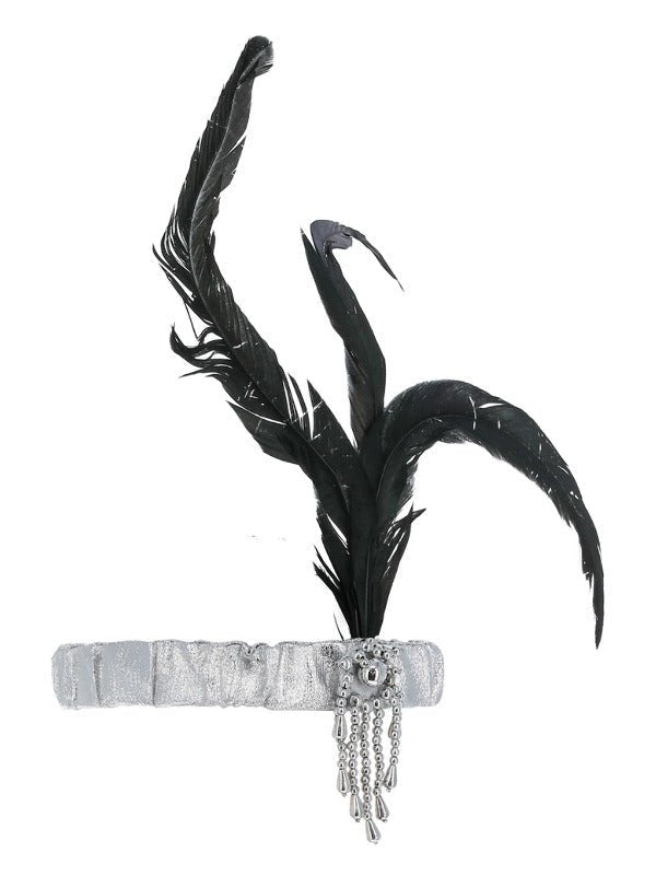 Silver Satin Charleston Headband, Silver - Adult Weekender