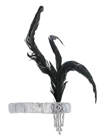 Silver Satin Charleston Headband, Silver - Adult Weekender