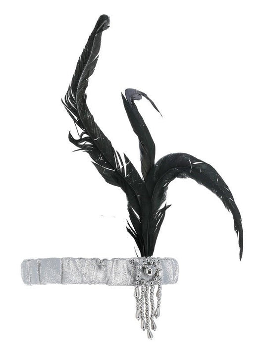 Silver Satin Charleston Headband, Silver - Adult Weekender