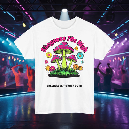Skegness 70s High - Adult Weekender Front and Back Personalised Unisex Heavy T-Shirt 70s - Adult Weekender