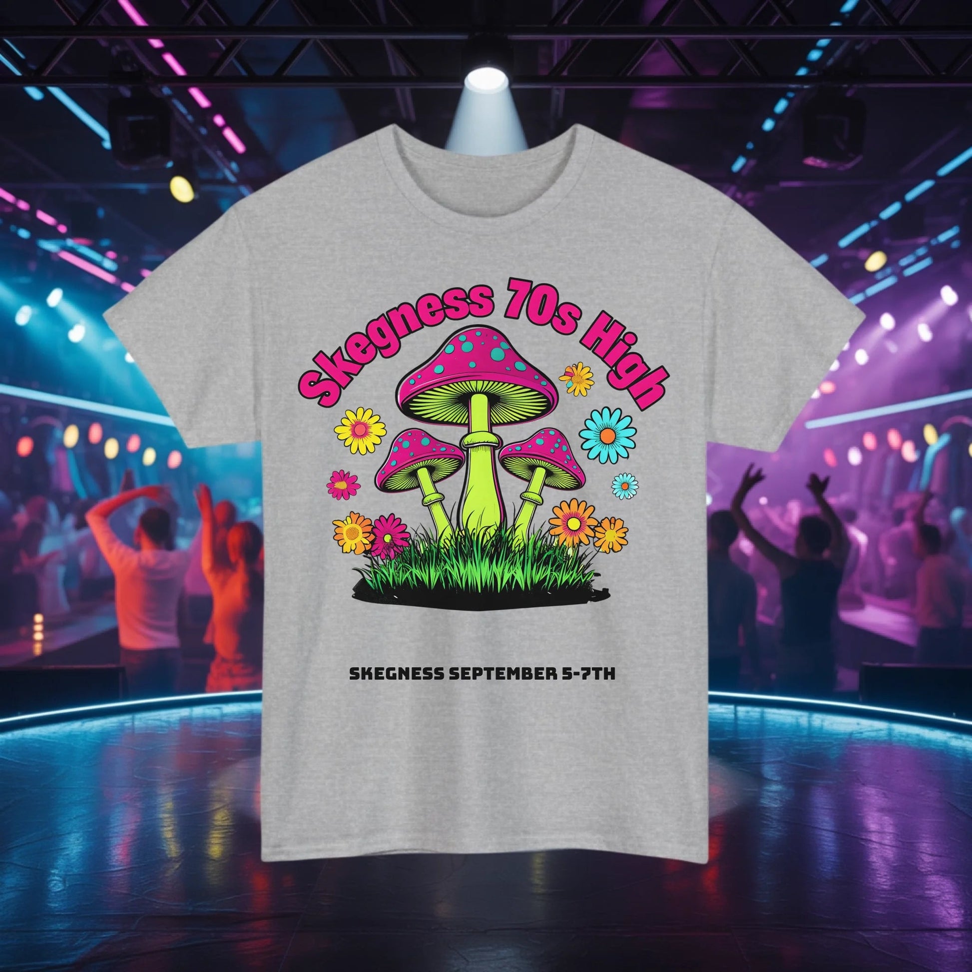 Skegness 70s High - Adult Weekender Front and Back Personalised Unisex Heavy T-Shirt 70s - Adult Weekender