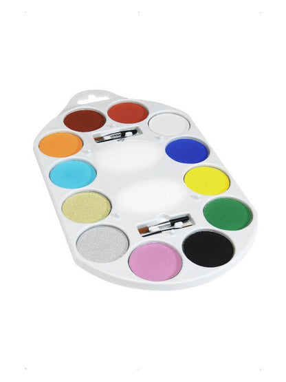 Smiffys Make - Up FX, 12 Colour Palette, Aqua, Multi - Adult Weekender
