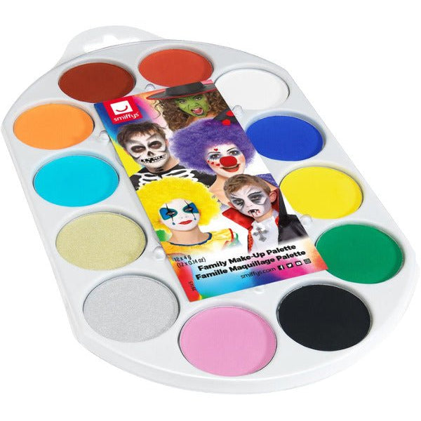Smiffys Make - Up FX, 12 Colour Palette, Aqua, Multi - Adult Weekender