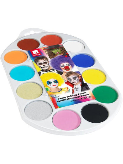 Smiffys Make - Up FX, 12 Colour Palette, Aqua, Multi - Adult Weekender