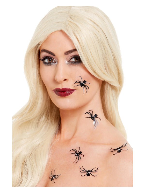 Smiffys Make - Up FX, 3D Spider Stickers, Black - Adult Weekender