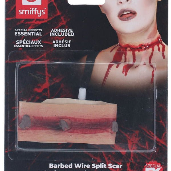 Smiffys Make - Up FX, Barbed Wire Split Scar, Red - Adult Weekender
