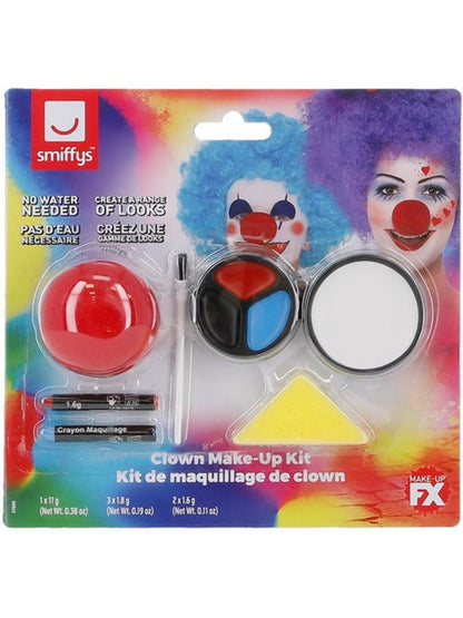 Smiffys Make - Up FX, Clown Kit, Multi - Coloured - Adult Weekender