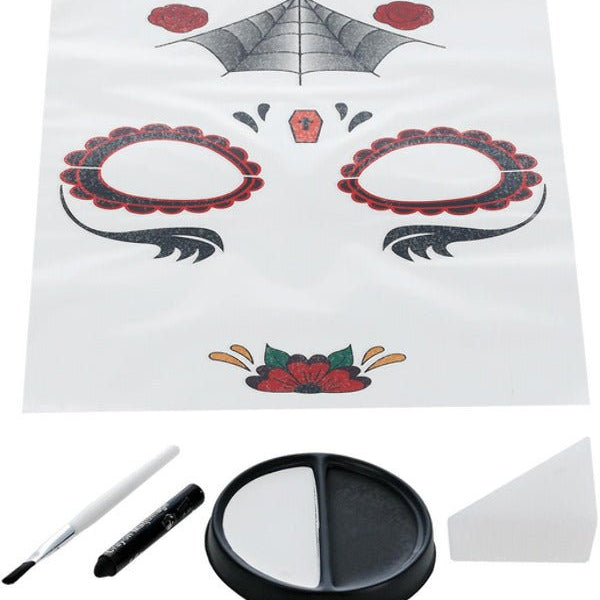 Smiffys Make - Up FX, Day of the Dead Kit, Aqua, Red - Adult Weekender