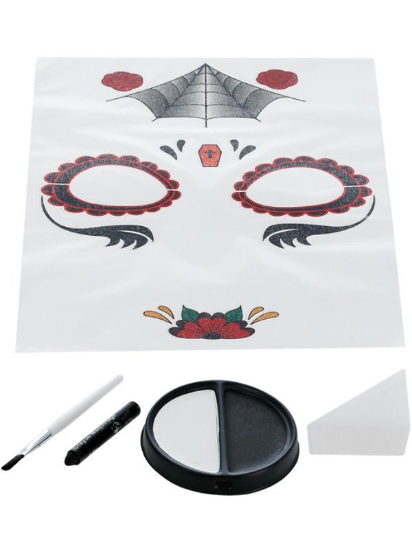 Smiffys Make - Up FX, Day of the Dead Kit, Aqua, Red - Adult Weekender