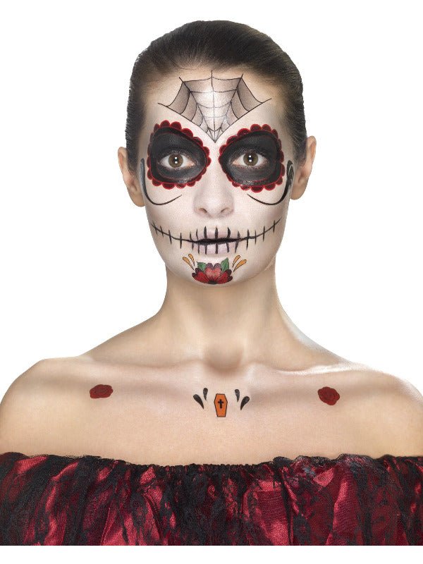 Smiffys Make - Up FX, Day of the Dead Kit, Aqua, Red - Adult Weekender