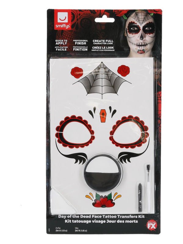 Smiffys Make - Up FX, Day of the Dead Kit, Aqua, Red - Adult Weekender