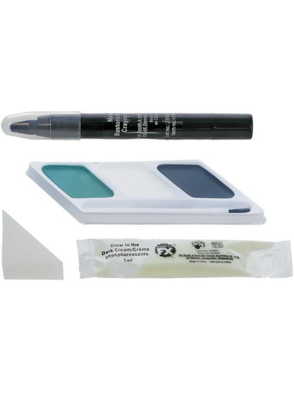 Smiffys Make - Up FX, GID Skeleton Kit, Grease, Blac - Adult Weekender