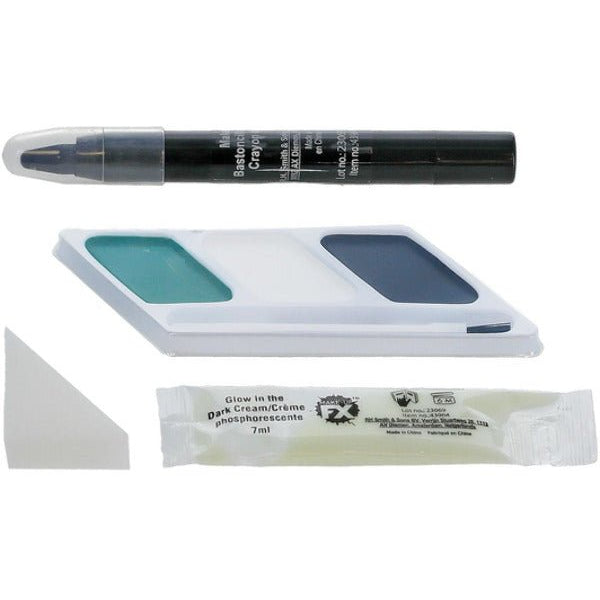 Smiffys Make - Up FX, GID Skeleton Kit, Grease, Blac - Adult Weekender