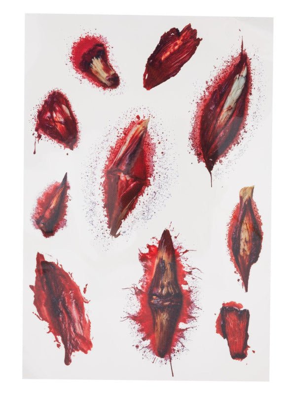 Smiffys Make - Up FX, Horror Wound Tattoo Transfers - Adult Weekender