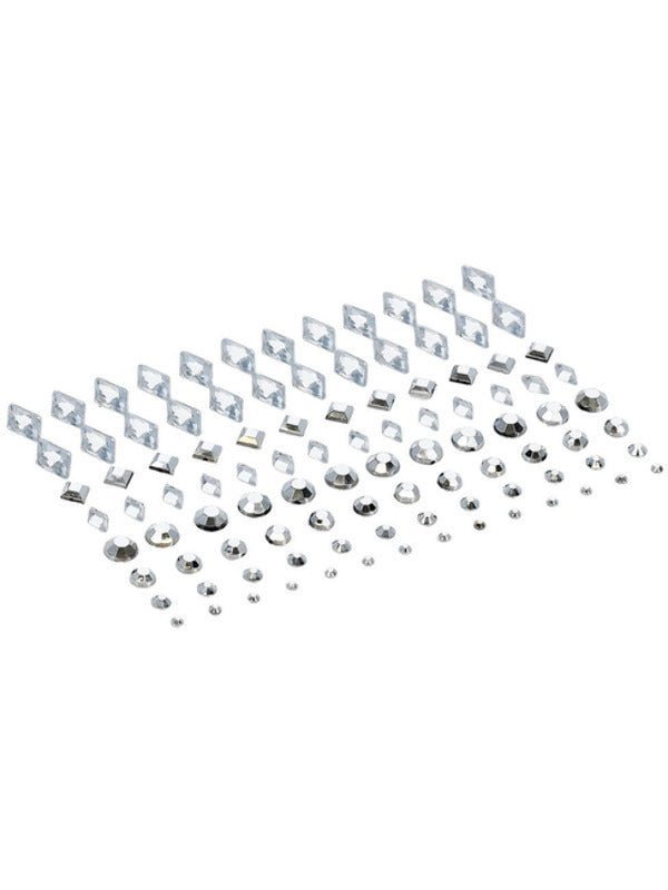 Smiffys Make - Up FX, Jewel Face Gems, Silver - Adult Weekender