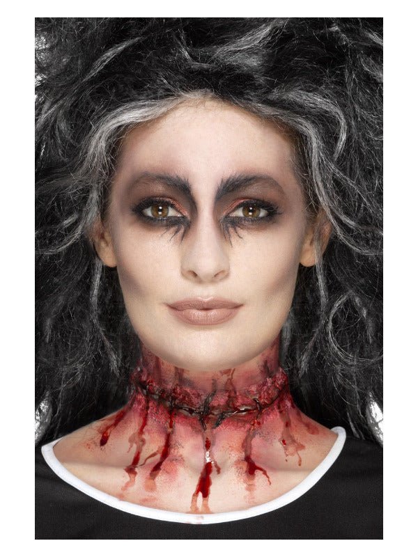 Smiffys Make - Up FX, Latex Stitched Neck, Red - Adult Weekender