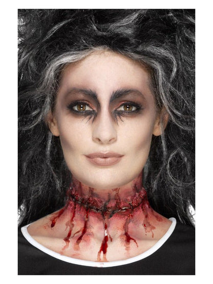 Smiffys Make - Up FX, Latex Stitched Neck, Red - Adult Weekender