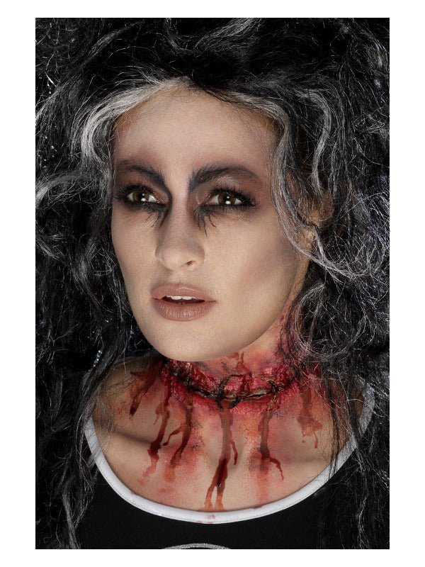 Smiffys Make - Up FX, Latex Stitched Neck, Red - Adult Weekender