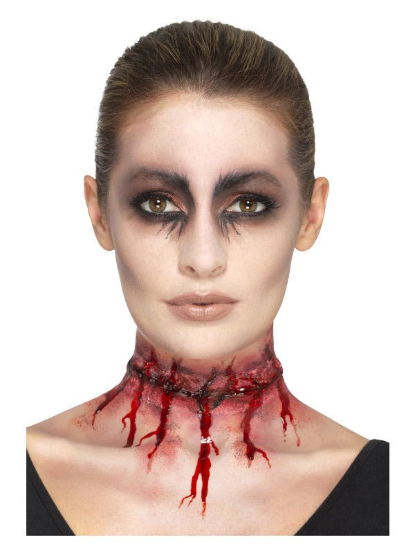 Smiffys Make - Up FX, Latex Stitched Neck, Red - Adult Weekender