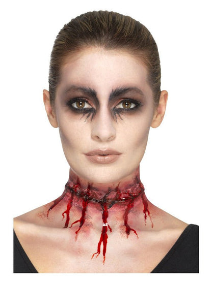 Smiffys Make - Up FX, Latex Stitched Neck, Red - Adult Weekender